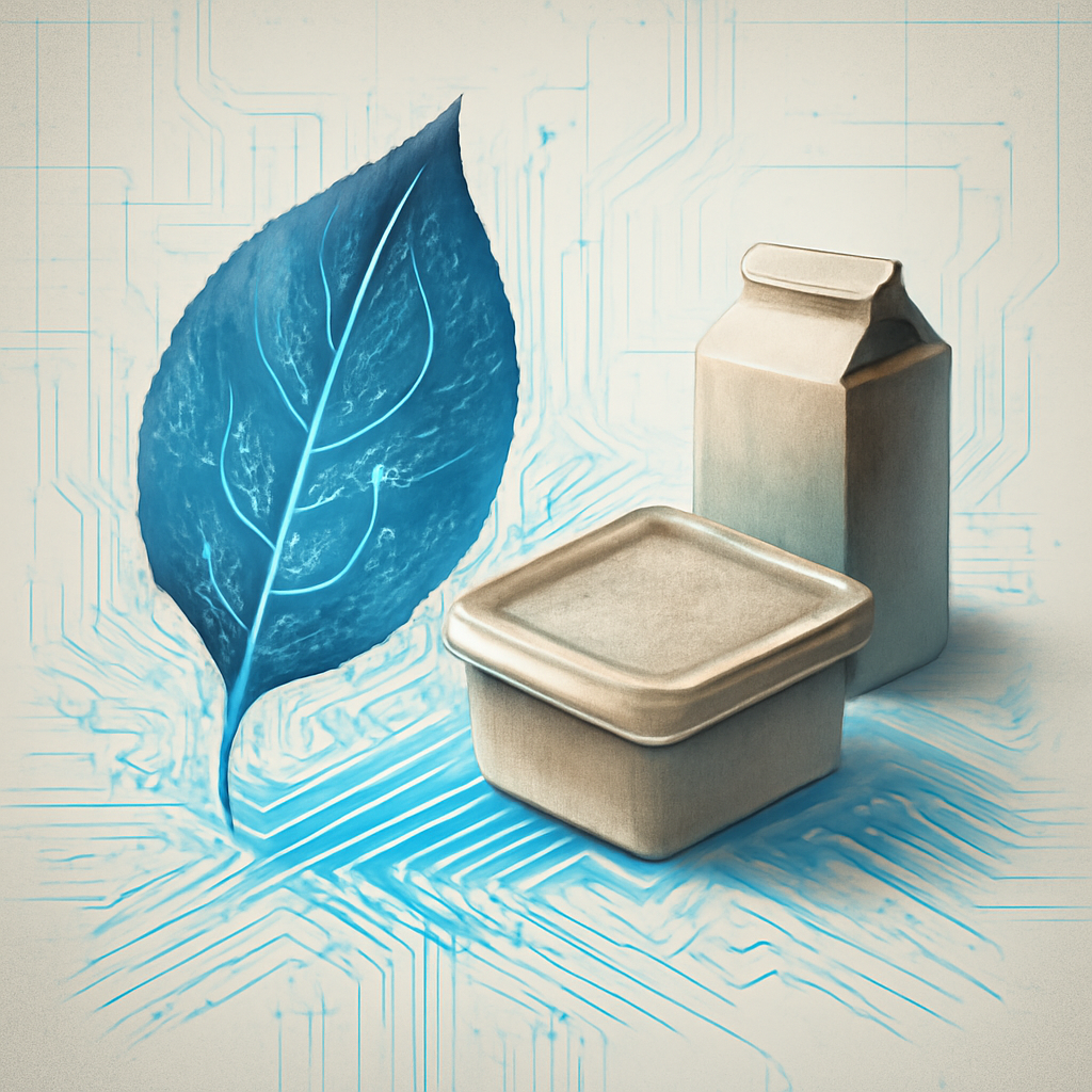 technological artwork for exploration about Natural Alternatives to Plastic: Can Nature Replace Artificial Packaging? — blueprint, circuit aesthetic, technical schematic in sleek futurism, controlled power