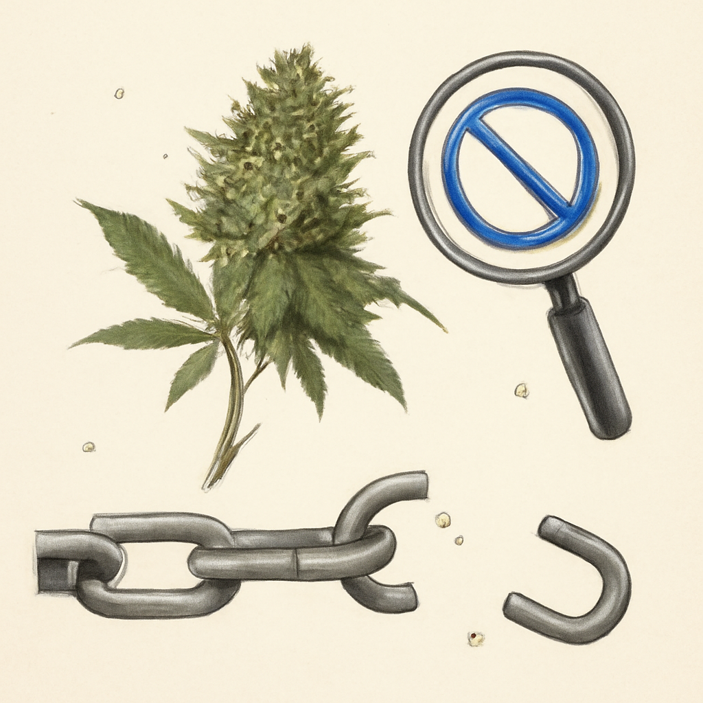 scientific artwork for exploration about How to Stop Smoking Weed: Simple Steps That Work — technical illustration, specimen-plate style, scientific diagram aesthetic in contemplative precision, intellectual clarity