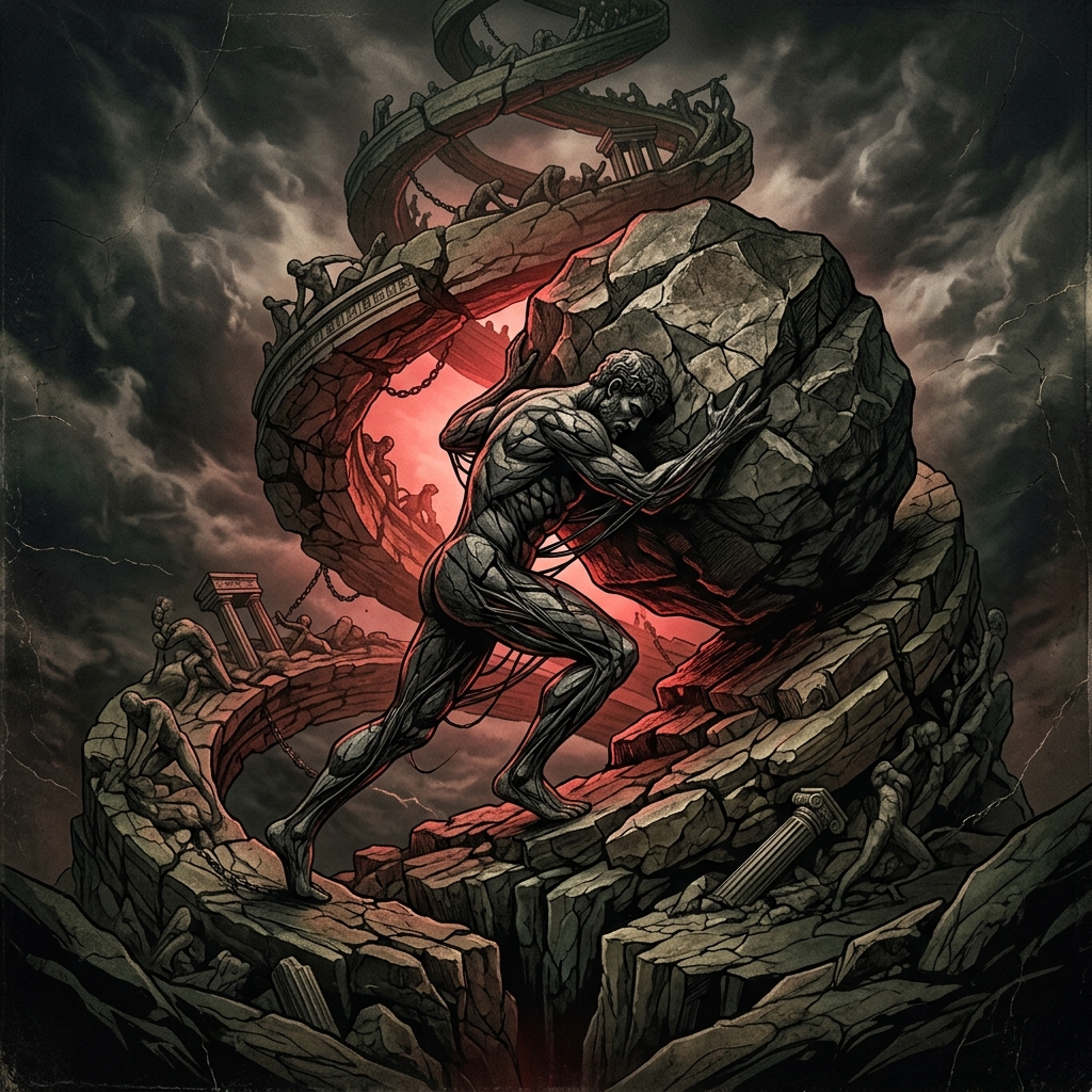 QE visual interpretation for The Story of Sisyphus: The King Who Couldn’t Stop Rolling the Rock
